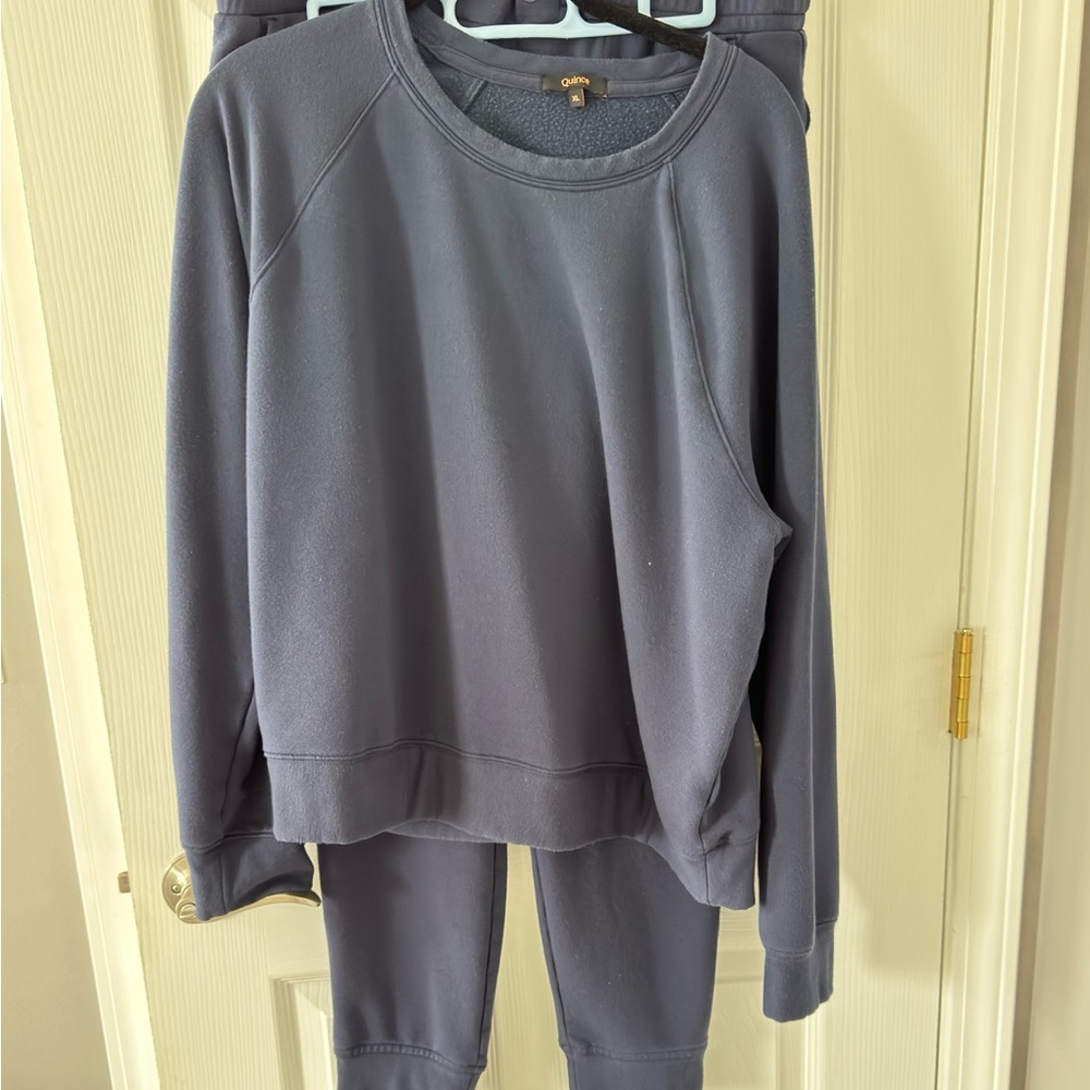 Quince Navy Sweatshirt and Joggers Set